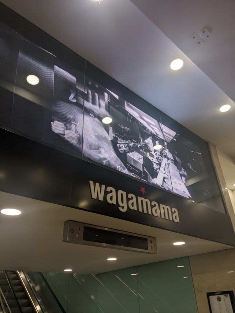 The entrance to the Wagamama's in Canary Wharf