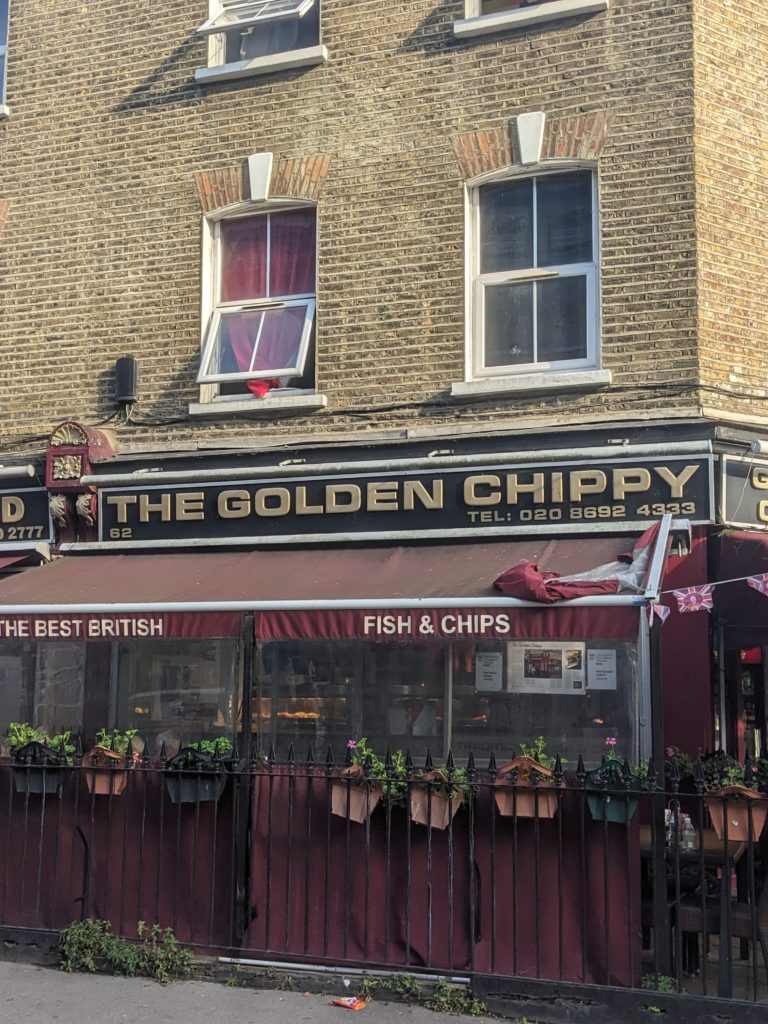 The entrance of the Golden Chippy